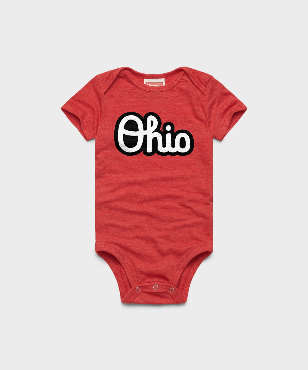 Script Ohio Outline Baby One Piece