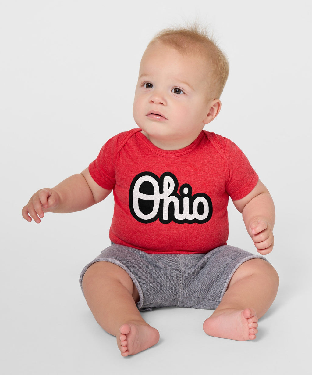 Script Ohio Outline Baby One Piece