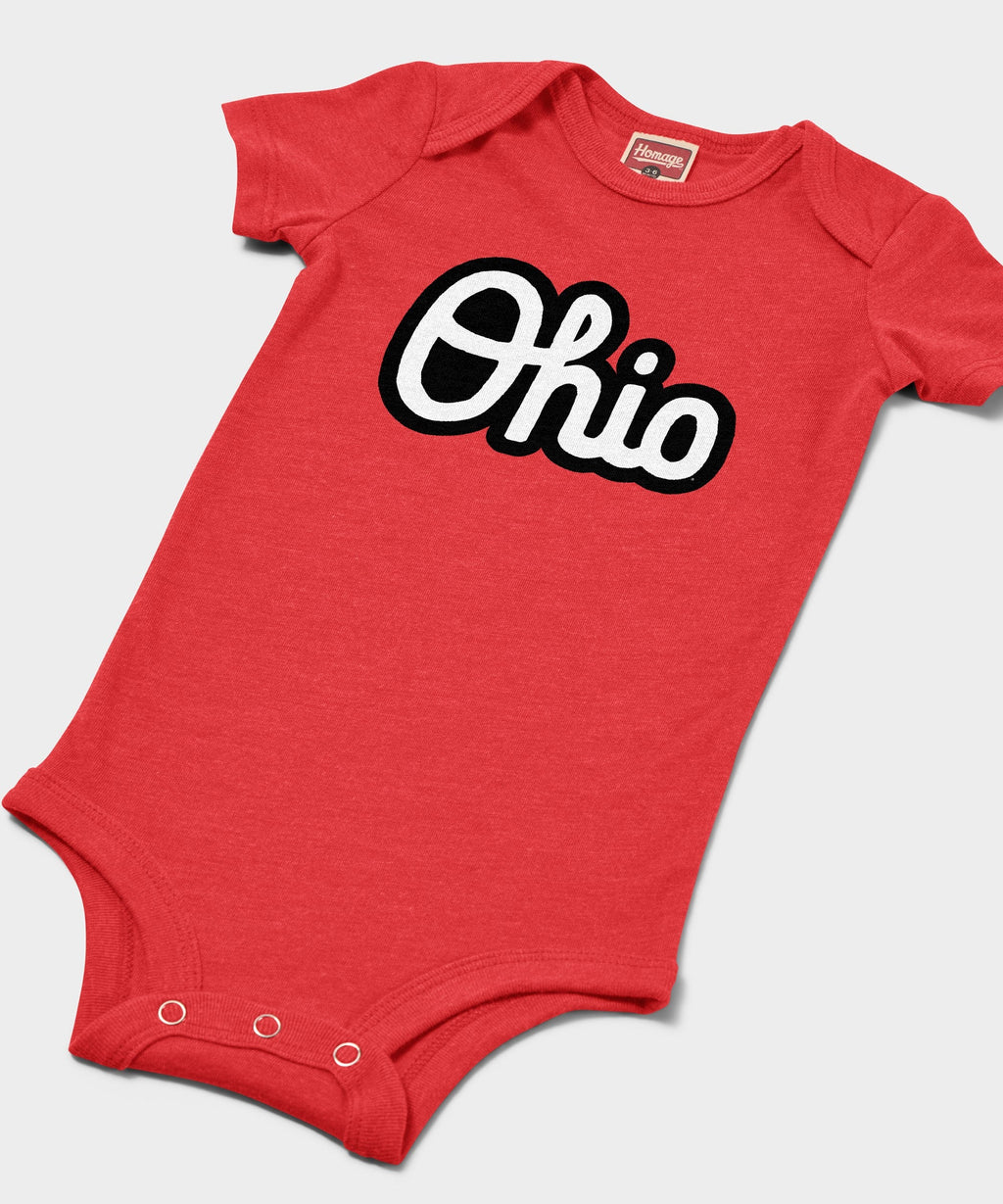 Script Ohio Outline Baby One Piece